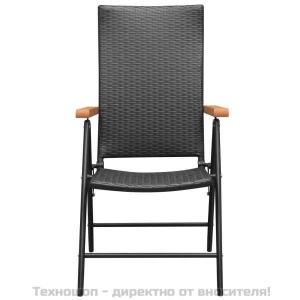 Стифиращи градински столове, 2 бр, полиратан, черни