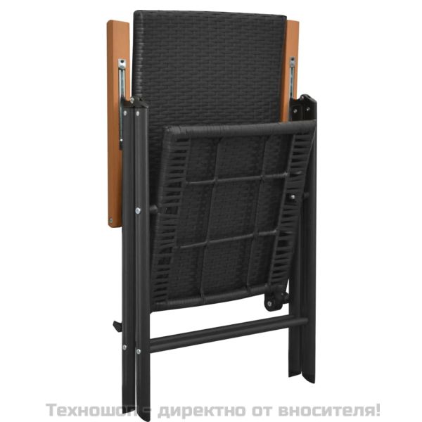 Стифиращи градински столове, 2 бр, полиратан, черни