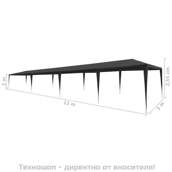 Парти шатра 3x12 м PE антрацит