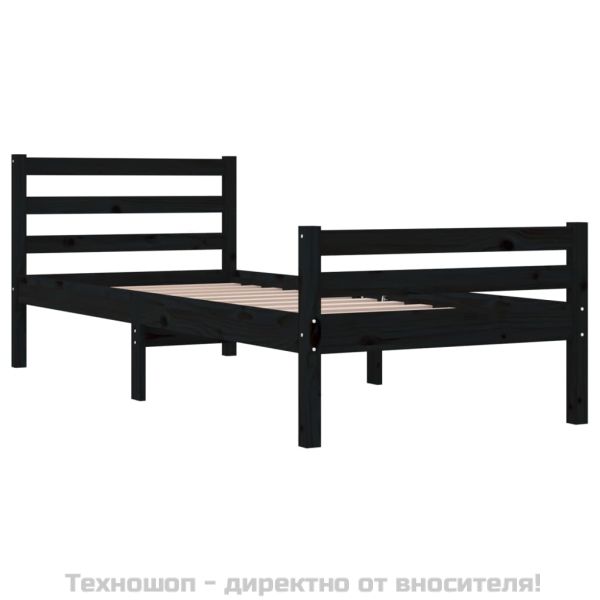 Рамка за легло, черна, масивно дърво, 100х200 см