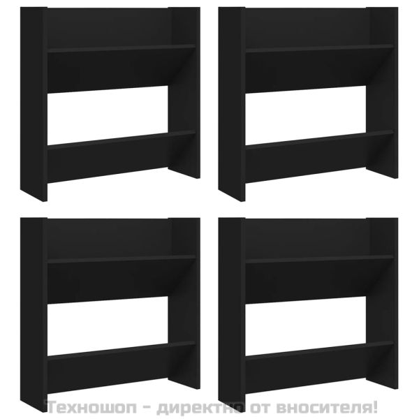 Стенни шкафове за обувки 4 бр черни 60x18x60 см инженерно дърво