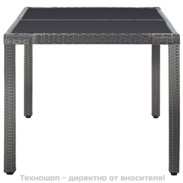 Градински комплект, 7 части, полиратан, сив