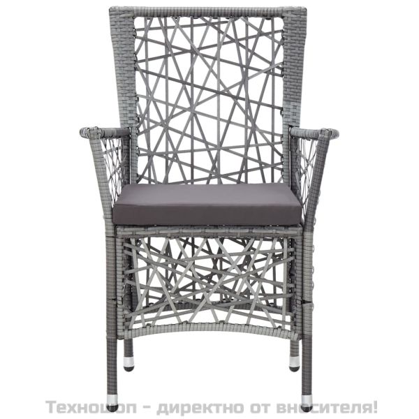 Градински комплект, 7 части, полиратан, сив