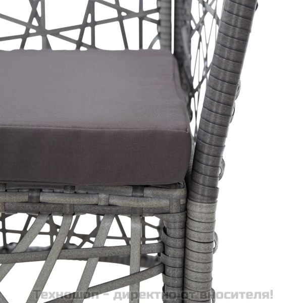 Градински комплект, 7 части, полиратан, сив