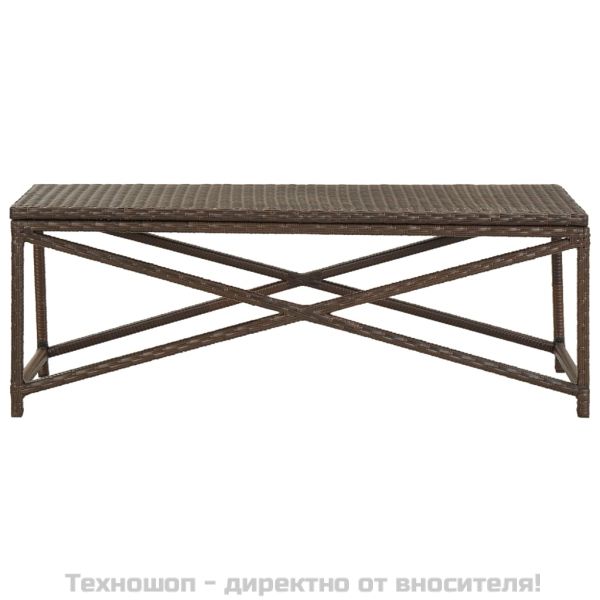 Градинска пейка, 120 см, полиратан, кафява