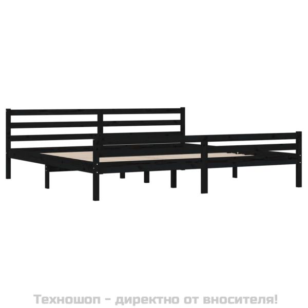 Рамка за легло, черна, дърво масив, 200x200 см