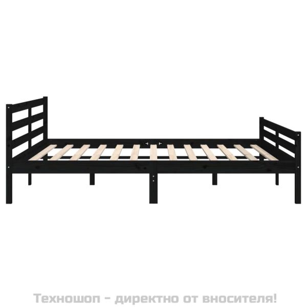 Рамка за легло, черна, дърво масив, 200x200 см