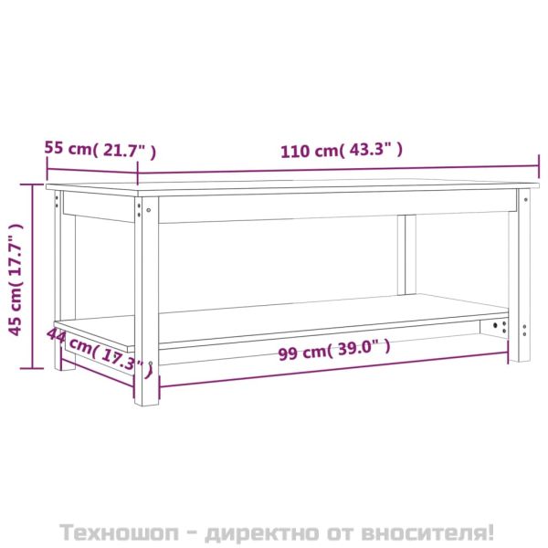 Кафе маса, 110x55x45 см, борово дърво масив