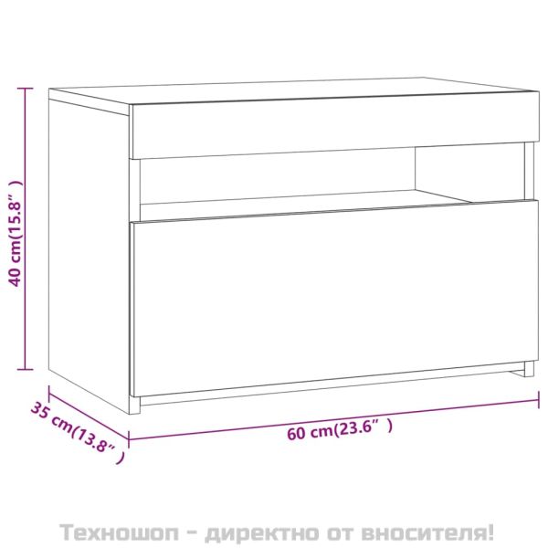 ТВ шкафове, 2 бр, с LED осветление, опушен дъб, 60x35x40 см