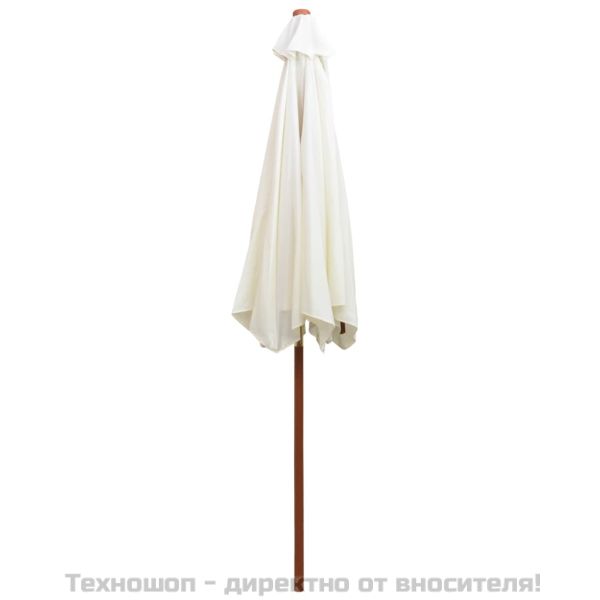 Чадър, 270x270 см, дървен прът, кремавобял