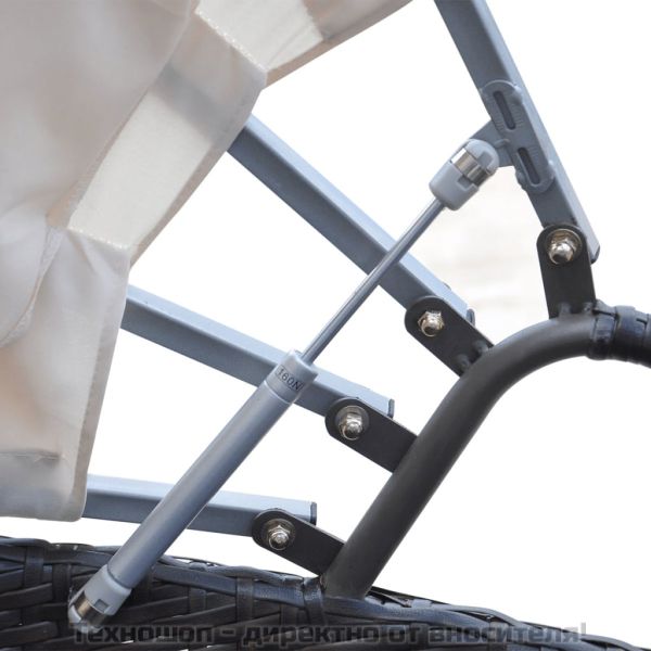 Градинско лаундж легло със сенник, полиратан, кафяво