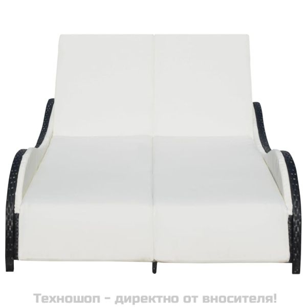 Двоен шезлонг с шалте, полиратан, черен