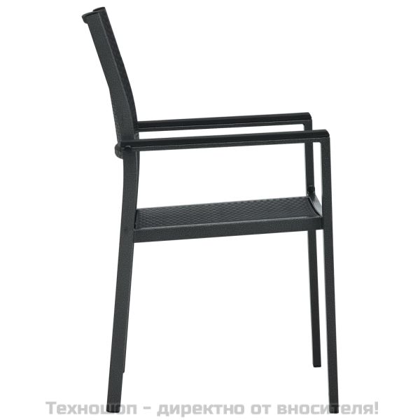Градински столове, 4 бр, черни, пластмасов ратан
