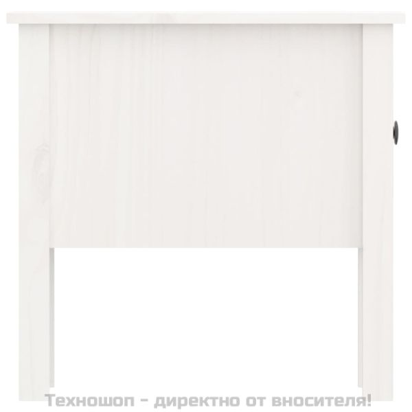 Странични масички, 2 бр, бели, 50x50x49 см, борово дърво масив