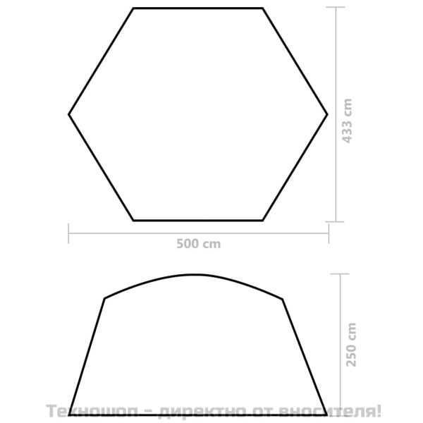 Палатка за басейн, текстил, 500x433x250 см, зелена