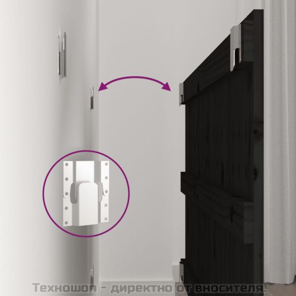 Стенна табла за спалня, черна, 108x3x60 см, борово дърво масив