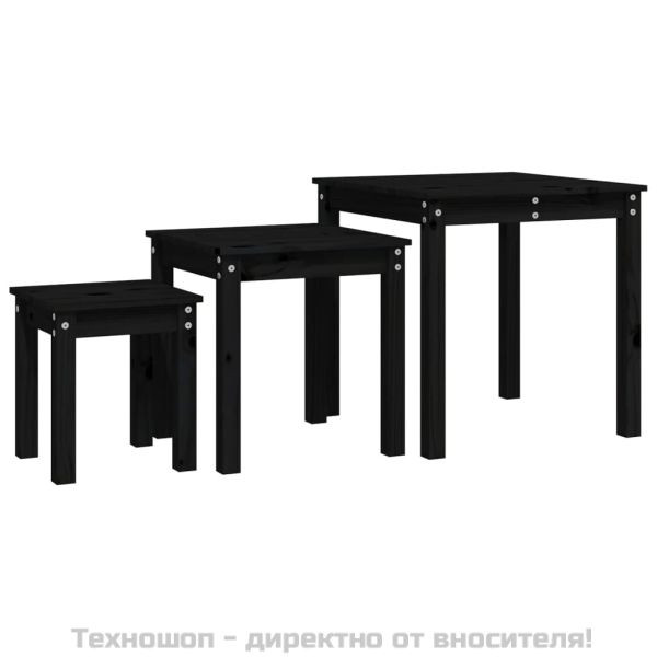 Стифиращи маси, 3 бр, черни, бор масив