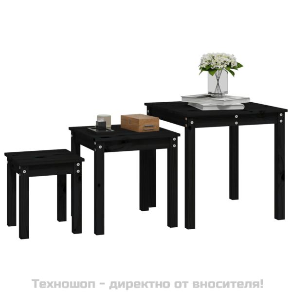 Стифиращи маси, 3 бр, черни, бор масив
