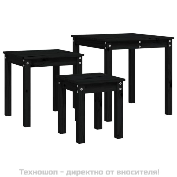Стифиращи маси, 3 бр, черни, бор масив