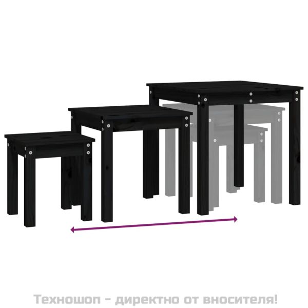 Стифиращи маси, 3 бр, черни, бор масив