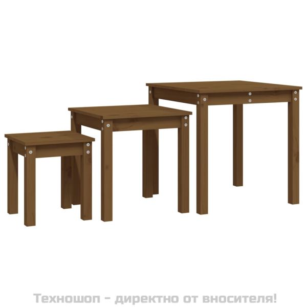Стифиращи маси, 3 бр, меденокафяви, бор масив