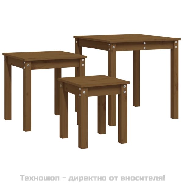 Стифиращи маси, 3 бр, меденокафяви, бор масив