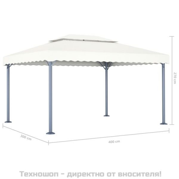 Шатра, 400x300 см, кремава, алуминий