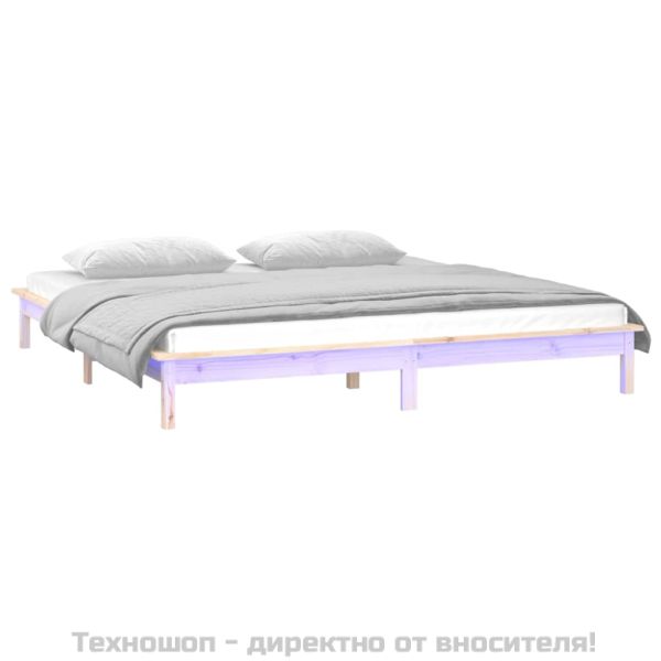 LED рамка за легло 140x190 см масивно дърво