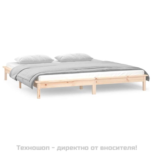 LED рамка за легло 140x190 см масивно дърво