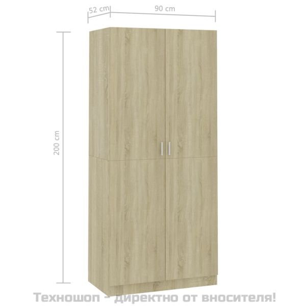 Гардероб, дъб сонома, 90x52x200 см, инженерно дърво