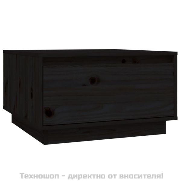 Кафе маса, черна, 55x56x32 см, борово дърво масив