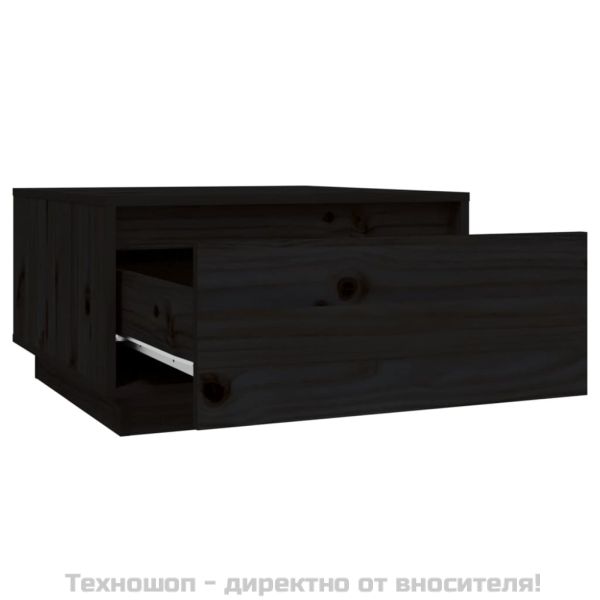 Кафе маса, черна, 55x56x32 см, борово дърво масив
