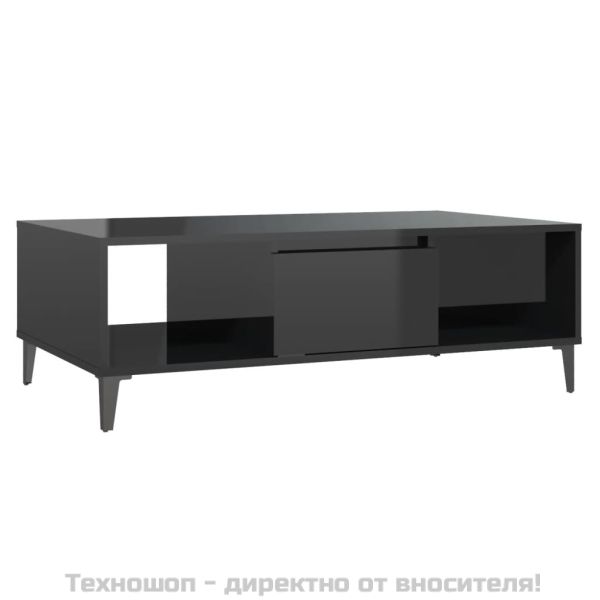 Маса за кафе, черен гланц, 103,5x60x35 см, инженерно дърво