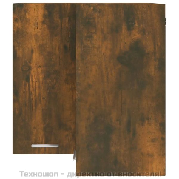 Ъглов шкаф за окачване "Lyon", опушен дъб, 57x57x60 см, инженерно дърво