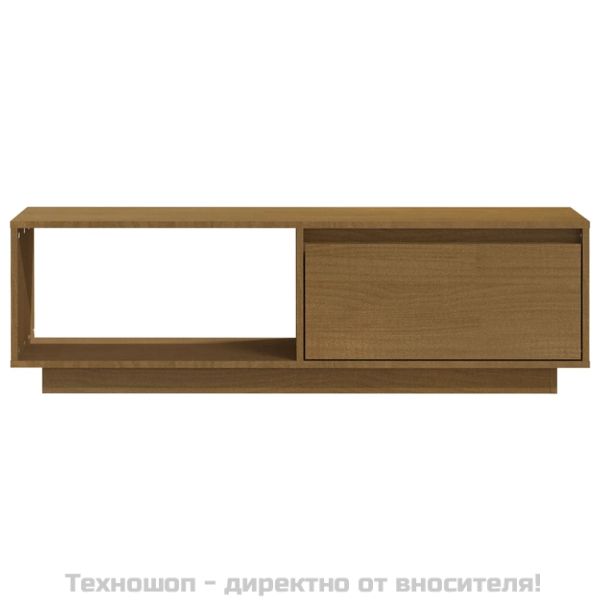 ТВ шкаф, меденокафяв, 110x30x33,5 см, борово дърво масив