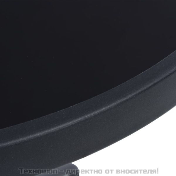 Градинска маса, черна, 80 см, стомана и стъкло