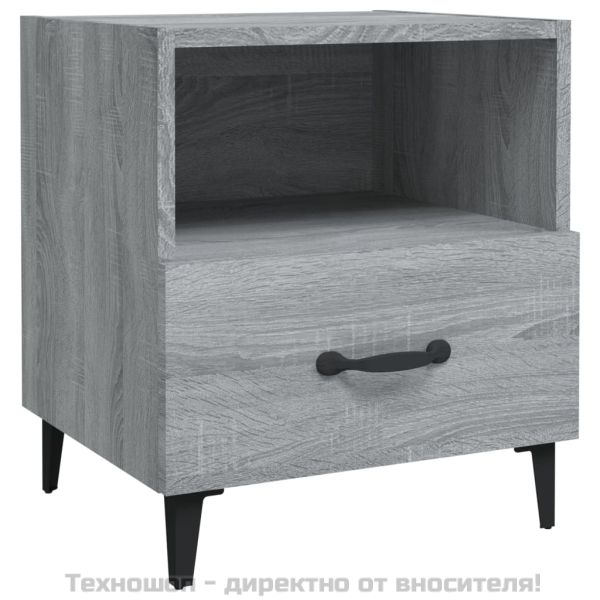 Нощно шкафче, сив сонома, инженерно дърво