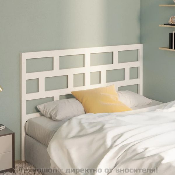 Горна табла за легло, бяла, 141x4x100 см, бор масив