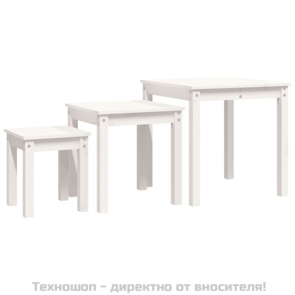 Стифиращи маси, 3 бр, бели, бор масив