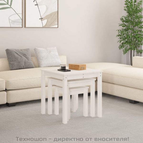 Стифиращи маси, 3 бр, бели, бор масив