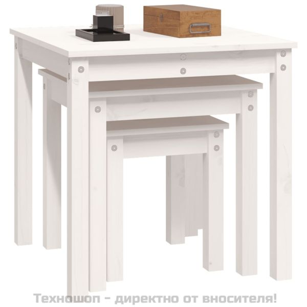 Стифиращи маси, 3 бр, бели, бор масив