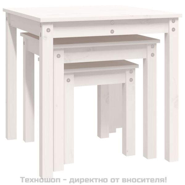 Стифиращи маси, 3 бр, бели, бор масив