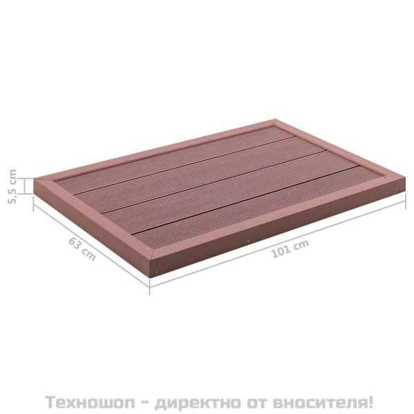 Подова настилка за соларен душ, кафява, 101x63x5,5 см, WPC