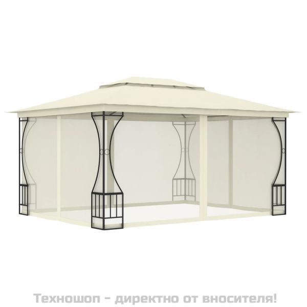 Градинска шатра с мрежи, 300x400x265 см, кремава