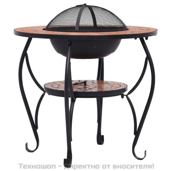 Мозаечна маса с огнище, теракота, 68 см, керамика