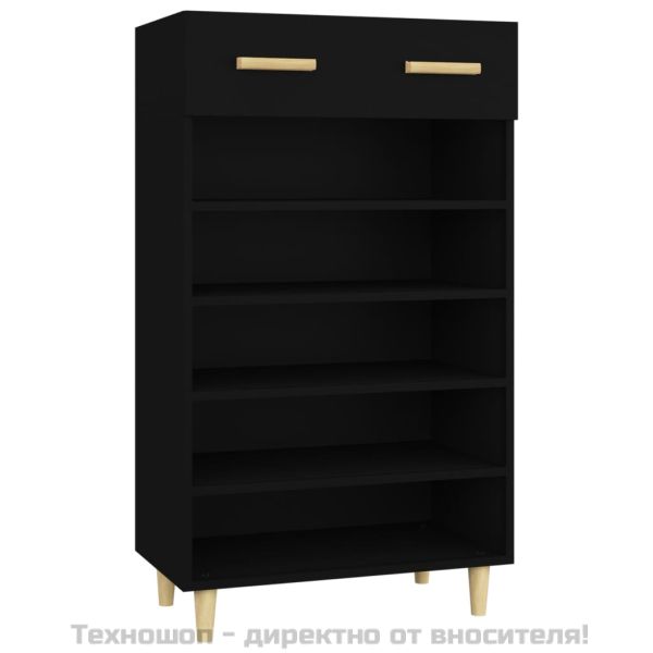Шкаф за обувки, черен, 60x35x105 см, инженерно дърво