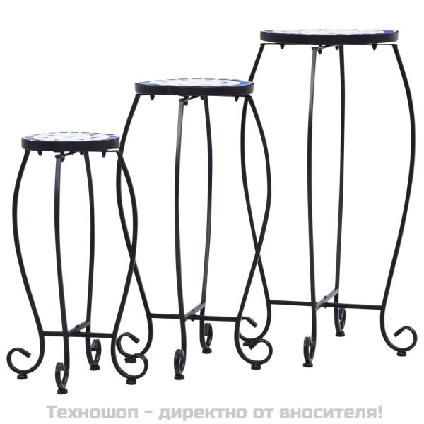 Мозаечни маси, 3 бр, синьо-бели, керамика