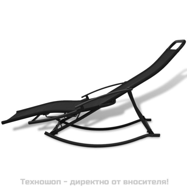 Градински люлеещ се стол, стомана и textilene, черен
