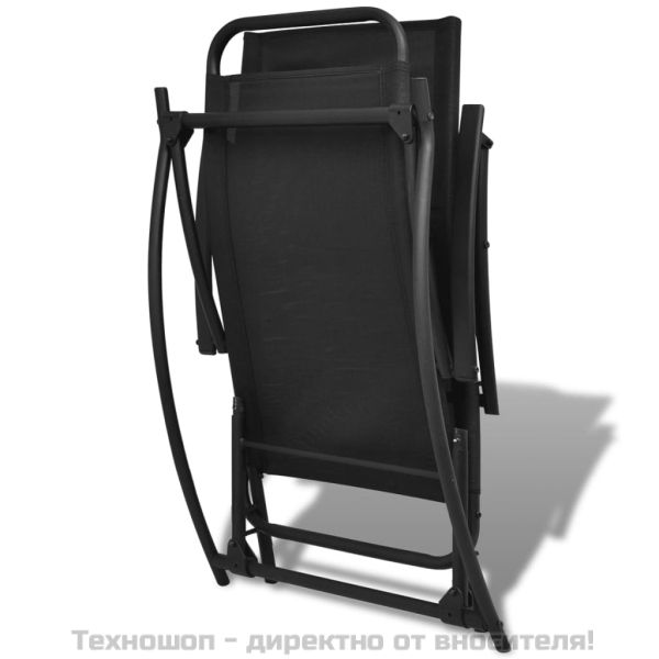 Градински люлеещ се стол, стомана и textilene, черен