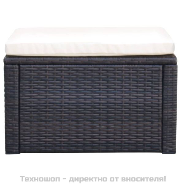 Табуретка за крака - отоманка, от полиратан, 53x53x30 cм, кафяв